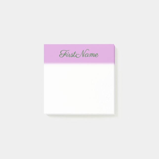 Notas Post-it® Elegante, llano, fondo del ciruelo + Nombre verde (Anverso)