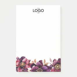Notas Post-it® Elegante logo clásico Purple Golden Floral