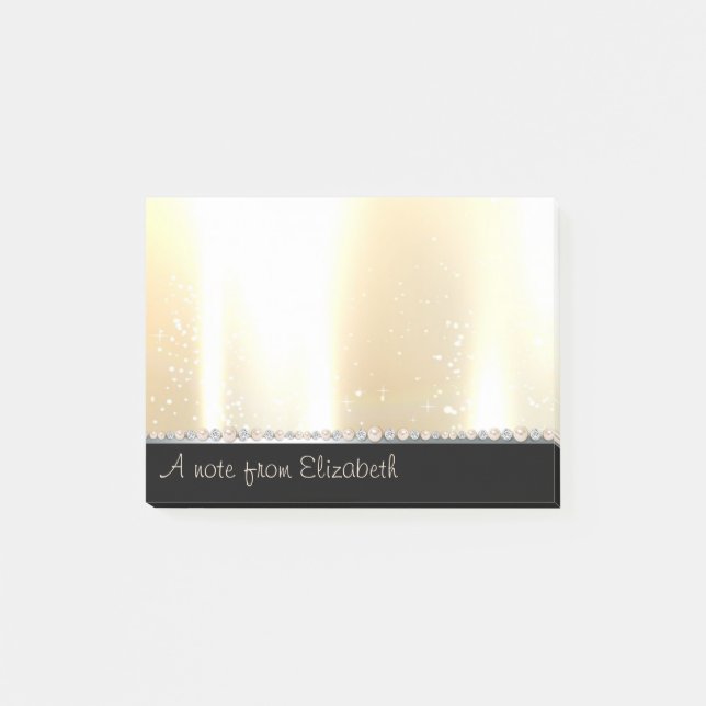 Notas Post-it® Elegante Lujo Simple, Diamantes, Perlas (Anverso)