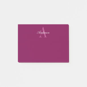 Notas Post-it® Elegante Magenta rojo, rosa y blanco nombre y mono