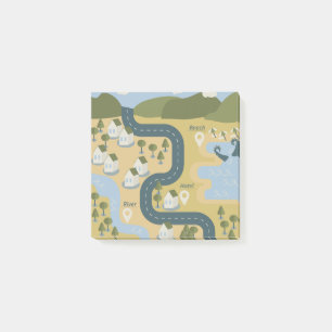 Notas Post-it® Elegante mapa de viajes de vacaciones de personali