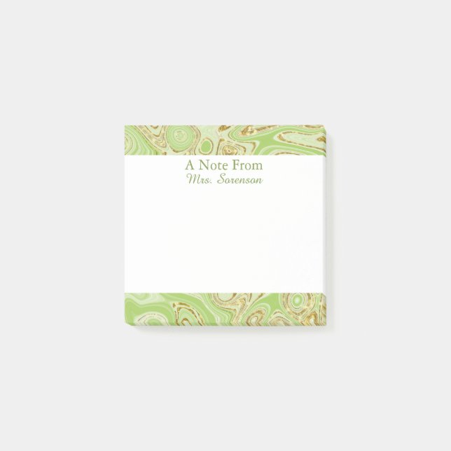 Notas Post-it® Elegante Marble Green Gold Personalizado Sticky No (Anverso)