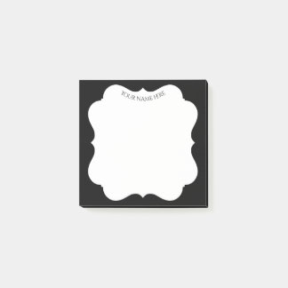 Notas Post-it® Elegante marco negro con tu nombre