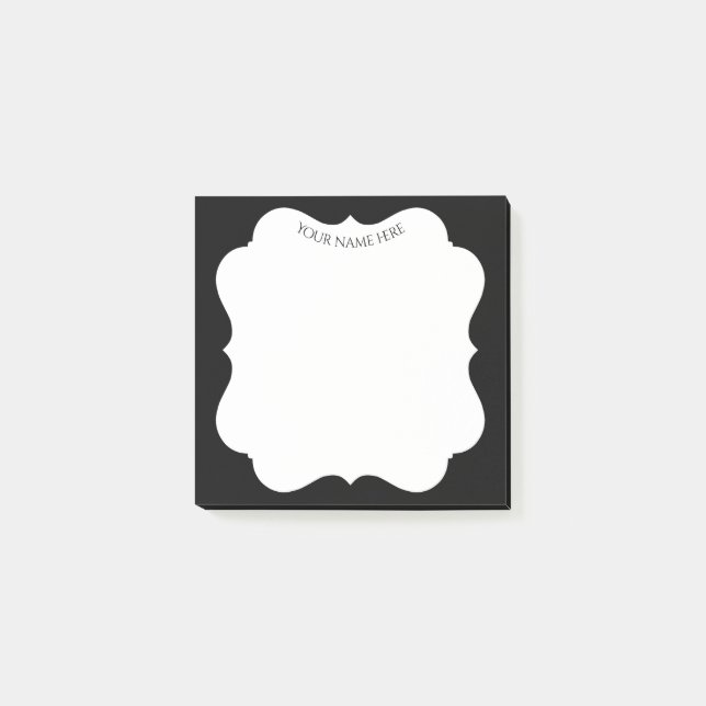 Notas Post-it® Elegante marco negro con tu nombre (Anverso)