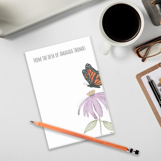 Notas Post-it® Elegante mariposa y flor púrpura estilo (Subido por el creador)