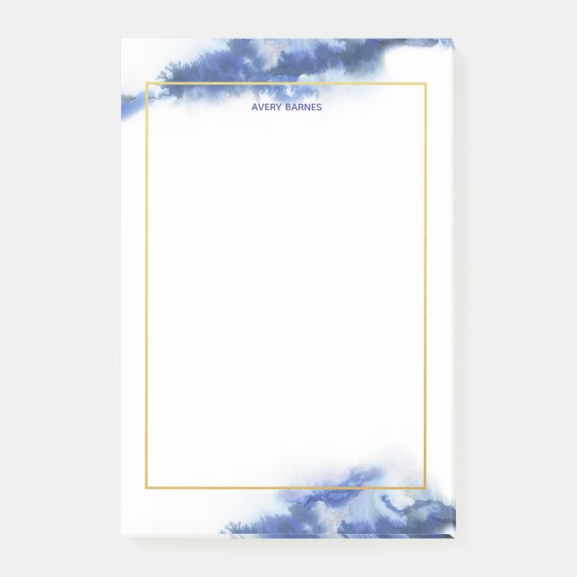 Notas Post-it® Elegante mármol azul ocre personalizado (Anverso)