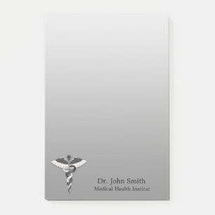 Notas Post-it® Elegante médico elegante Noble Caduceus blanco neg