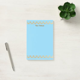 Notas Post-it® Elegante Minimalista Acento Dorado Azul Bebé