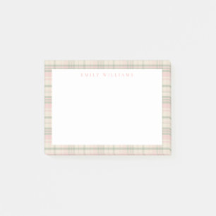Notas Post-it® Elegante Minimalista Cuadro Rosa Verde