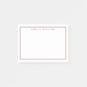 Notas Post-it® Elegante Minimalista Rojo Dos Bordes