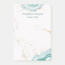 Notas Post-it® Elegante Mint Green Geode Gold Purpurina Agate de 