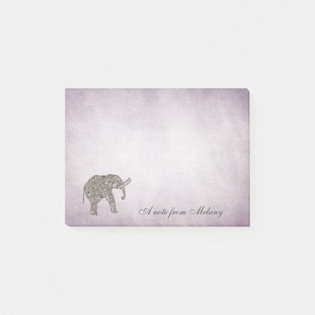 Notas Post-it® Elegante moda dama elefante vintage (Anverso)
