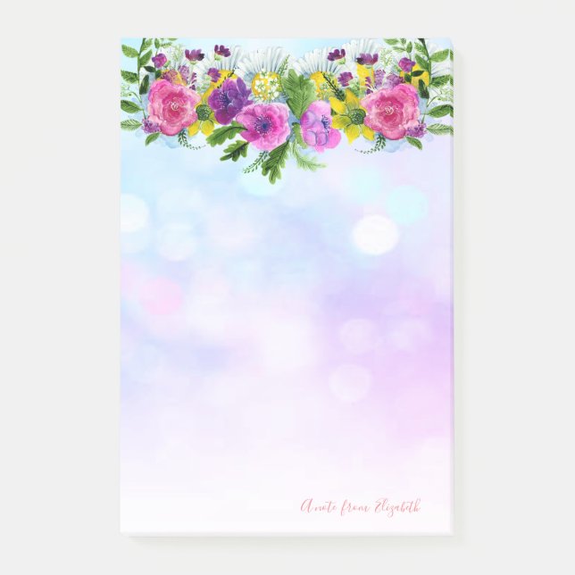 Notas Post-it® Elegante Moda Elegante Girly ,Bokeh ,Flores (Anverso)