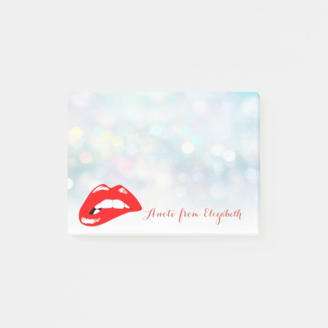 Notas Post-it® Elegante Moda Elegante Girly ,Bokeh Red Lips (Anverso)