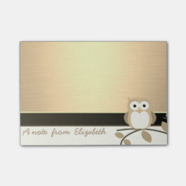 Notas Post-it® Elegante Moda Elegante Girly, Faux Gold, Owl