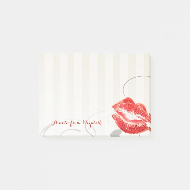 Notas Post-it® Elegante Moda Elegante Girly , Labios Rojos (Anverso)