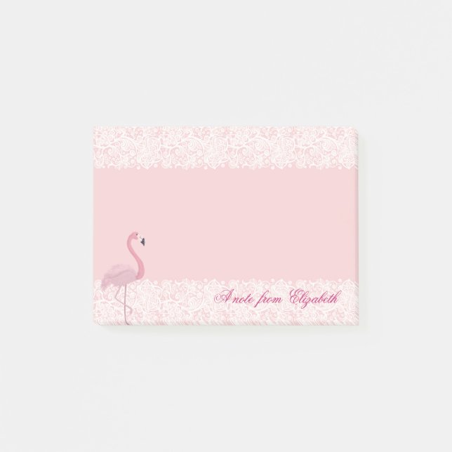 Notas Post-it® Elegante Moda Elegante Girly, Lace, Flamingo Rosa (Anverso)
