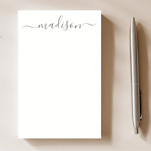 Notas Post-it® Elegante moda Gris Caligrafía Script Nombre profes