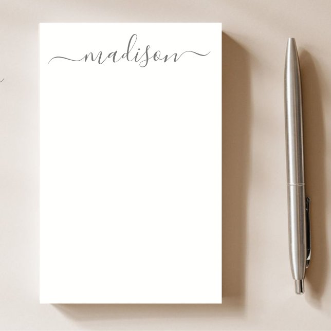 Notas Post-it® Elegante moda Gris Caligrafía Script Nombre profes (Subido por el creador)