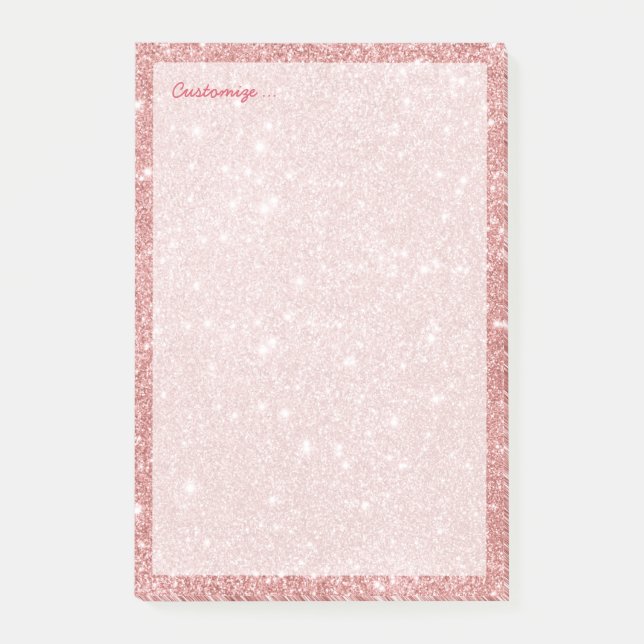 Notas Post-it® Elegante Moda Lujo Purpurina Rosa Gold (Anverso)