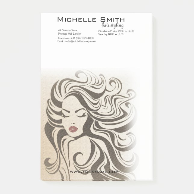 Notas Post-it® Elegante Moda Sepia Wavy Hairstyle Extensiones de  (Anverso)