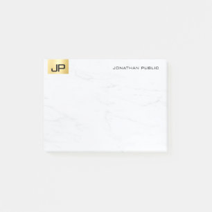 Notas Post-it® Elegante Modelo Moderno Simple Oro Y Mármol