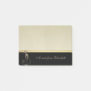 Notas Post-it® Elegante Moderno Femenino, Negro, Crema, Gato