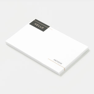 Notas Post-it® Elegante moderno Hola con rayas doradas