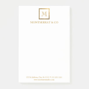Notas Post-it® Elegante Monograma Comercial Gold Square