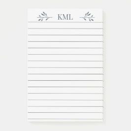 Notas Post-it® Elegante Monograma de Hoja Personalizado con Rengl