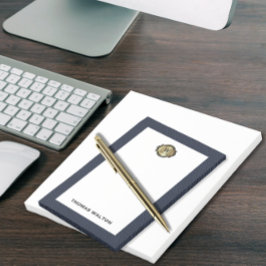 Notas Post-it® Elegante Monograma de Oro Azul Aspecto Cuero