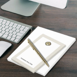 Notas Post-it® Elegante Monograma de Oro Cuero Blanco Cremoso