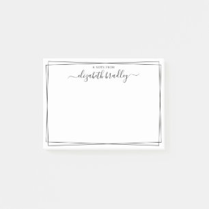 Notas Post-it® Elegante Monograma Femenina Firma Negro Blanco Pos