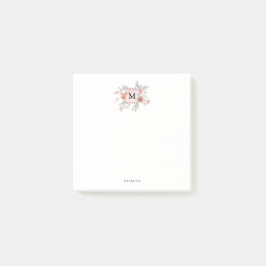 Notas Post-it® Elegante Monograma Floral Rosa Rubor
