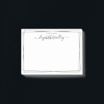 Notas Post-it® Elegante Monograma Giral Firma Blanco Negro Post-<br><div class="desc">Moderno, Girly, Elegante Moda Signature Script Notas de nombres en blanco y negro. Incluye una plantilla de guión de caligrafía de tipo de letra cruz con letras en monograma o nombre completo y un simple borde de línea delgada (marco) doble (2). Fácil de personalizar añadir su nombre. Perfecto para novia,...</div>