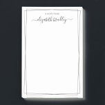 Notas Post-it® Elegante Monograma Girona Firma Blanco negro<br><div class="desc">Moderno, Girly, Moda Elegante Signature Script Notas de nombres en blanco y negro. Incluye una plantilla de guión de tipo de letra de tipo de letra de tipo de letra de tipo angosto/cruz con nombre completo y simple doble (2) borde de línea delgada (marco). Fácil de personalizar añadir su nombre....</div>