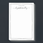 Notas Post-it® Elegante Monograma Girona Firma Blanco negro<br><div class="desc">Moderno, Girly, Moda Elegante Signature Script Notas de nombres en blanco y negro. Incluye una plantilla de guión de tipo de letra de tipo de letra de tipo de letra de tipo angosto/cruz con nombre completo y simple doble (2) borde de línea delgada (marco). Fácil de personalizar añadir su nombre....</div>