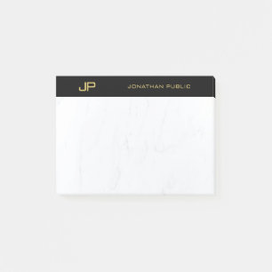 Notas Post-it® Elegante Monograma Mármol de oro negro