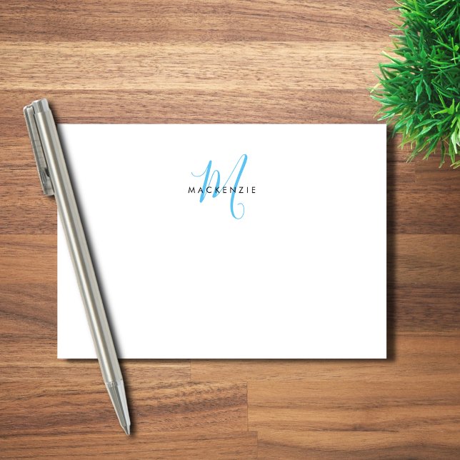 Notas Post-it® Elegante Monograma Moderno de Letra Script Blanco  (Subido por el creador)