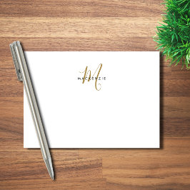 Notas Post-it® Elegante Monograma Moderno de Oro Blanco con Letra