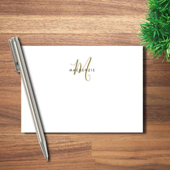 Notas Post-it® Elegante Monograma Moderno de Oro Blanco con Letra (Subido por el creador)