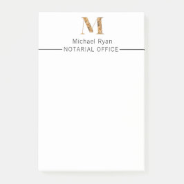 Notas Post-it® Elegante Monograma Personalizado Blanco y Oro