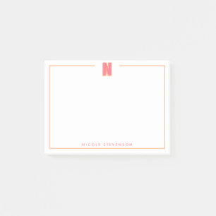 Notas Post-it® Elegante Monograma Personalizado Letra 3D Inicial