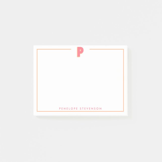 Notas Post-it® Elegante Monograma Personalizado Letra 3D P Inicia (Anverso)