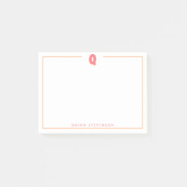 Notas Post-it® Elegante Monograma Personalizado Letra 3D Q Inicia