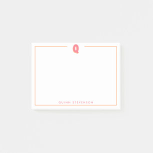 Notas Post-it® Elegante Monograma Personalizado Letra 3D Q Inicia