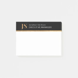 Notas Post-it® Elegante Monograma personalizado negro y oro