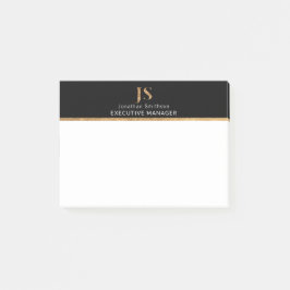 Notas Post-it® Elegante Monograma personalizado negro y oro