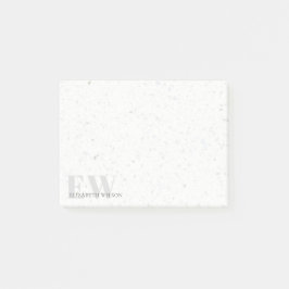 Notas Post-it® Elegante Monograma simple Terrazzo Stone Gray Name