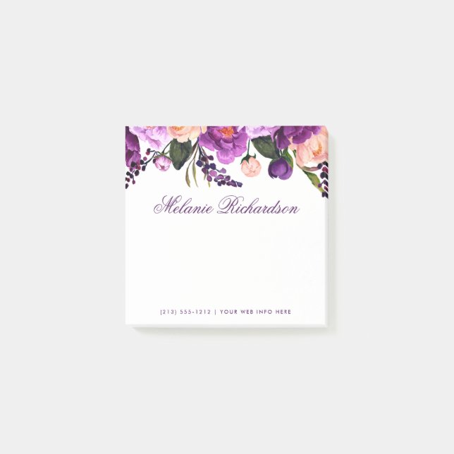 Notas Post-it® Elegante Morado Ultra Violeta Floral (Anverso)